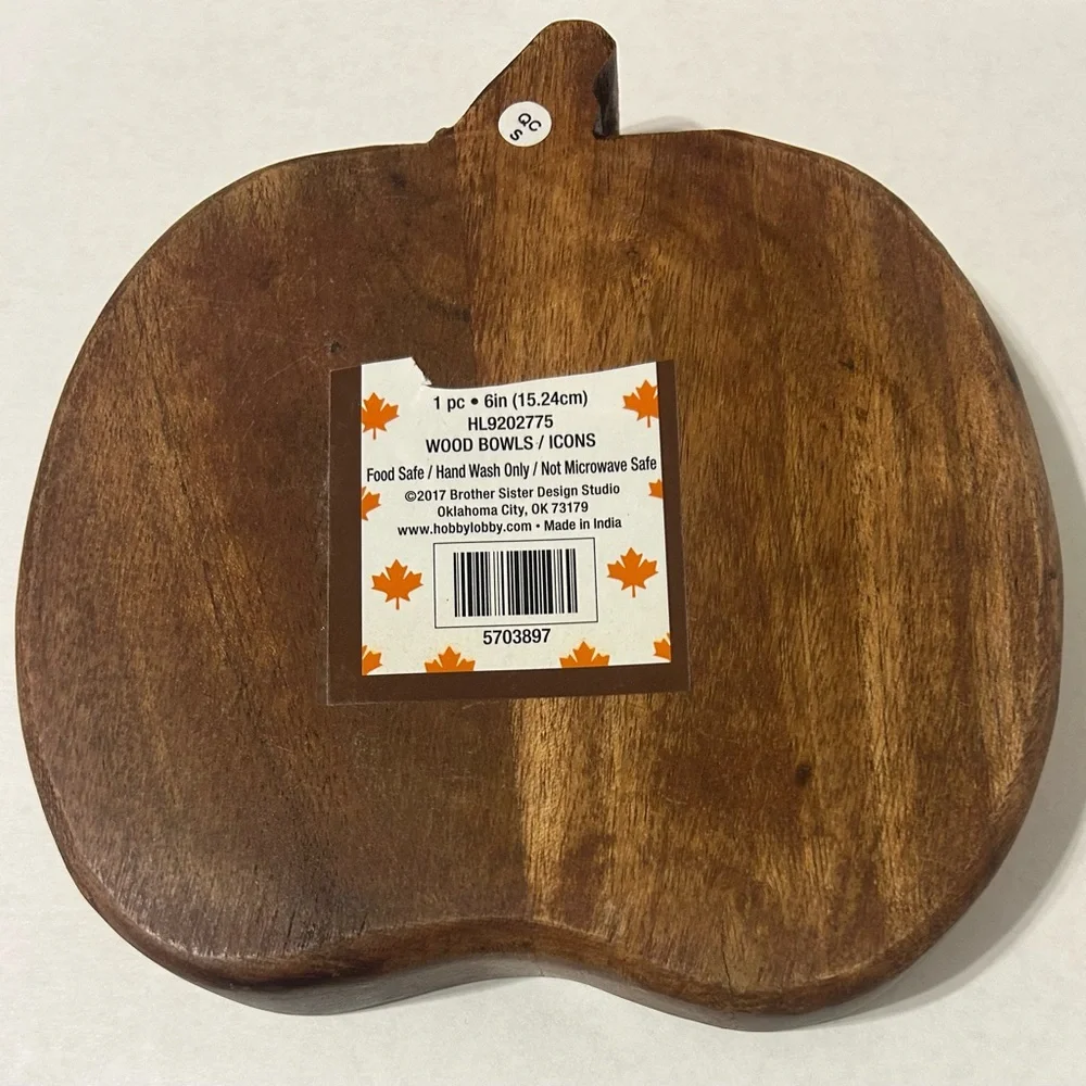 Hobby Lobby Mini Pumpkin Dough Bowl Carved Wood Fall Table Decor 6” NEW